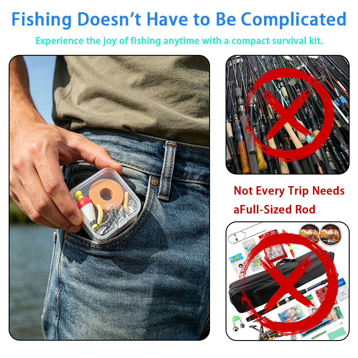 Fishing Equipment Storage - Kit de pêche d'urgence portable, kit