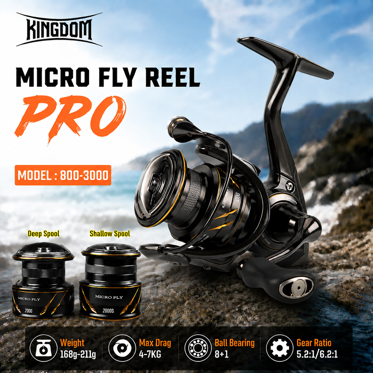 Abu Garcia Reel Max - Moulinet de pêche spinning Kingdom Micro
