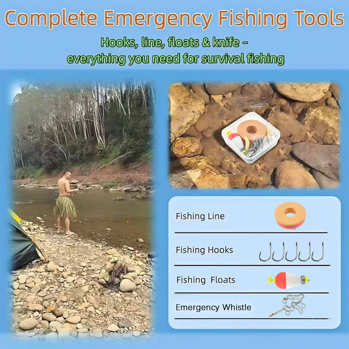 Kit de pêche d'urgence portabl - Fishing Equipment Storage avis et prix